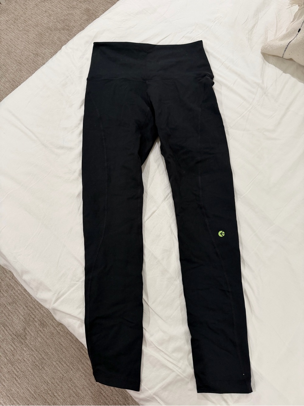ethika Black Girls' Performance Leggings with Lime Accent